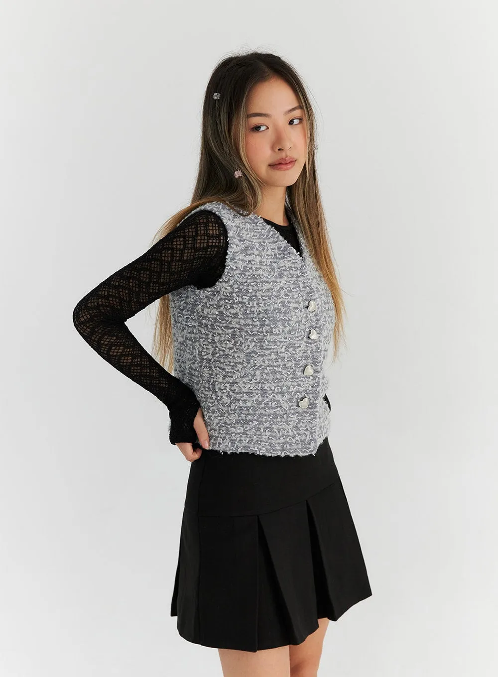 V-Neck Tweed Vest CN313 sold by Lewkin product image thumbnail 5