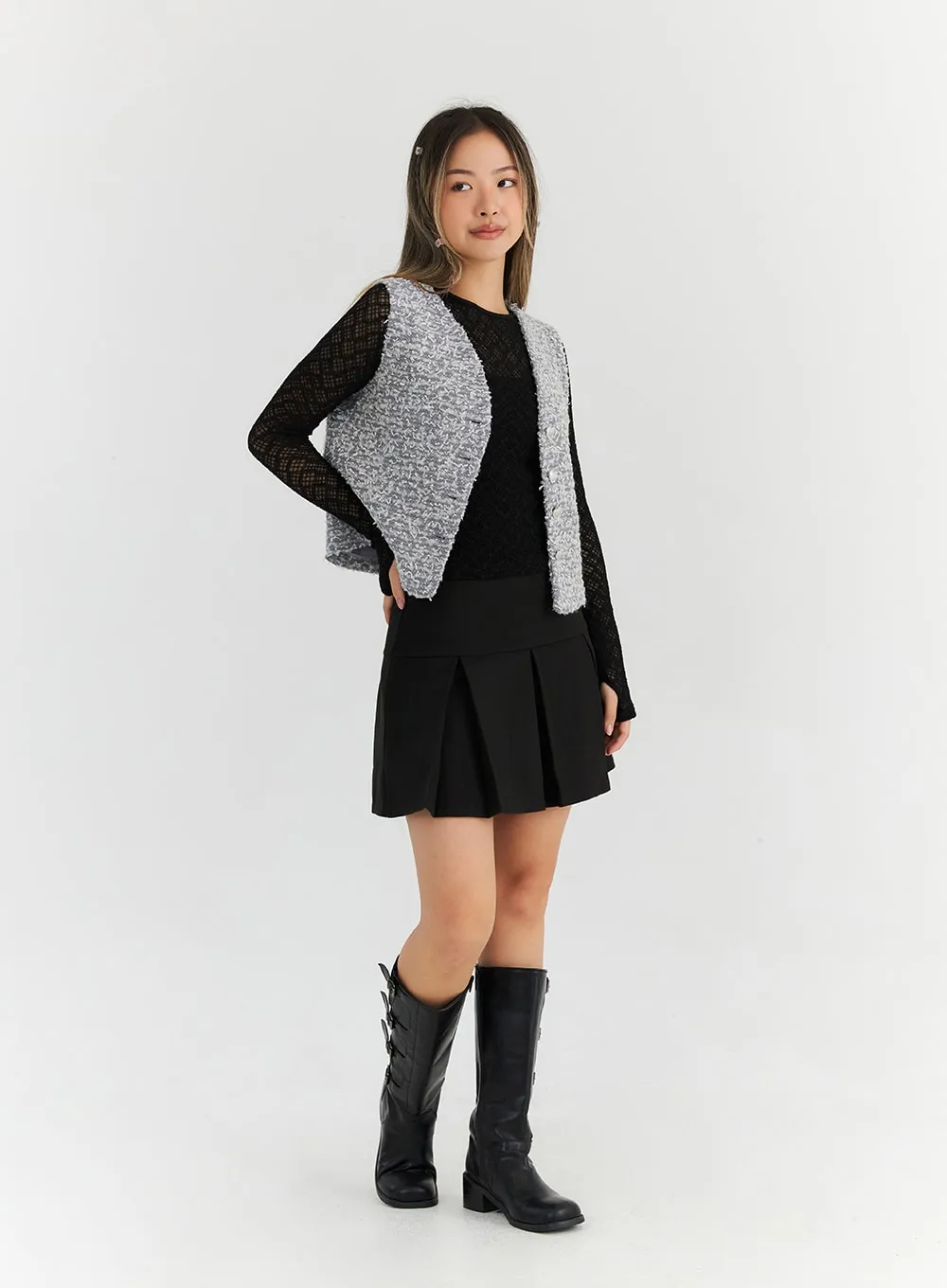 V-Neck Tweed Vest CN313 sold by Lewkin product image thumbnail 3