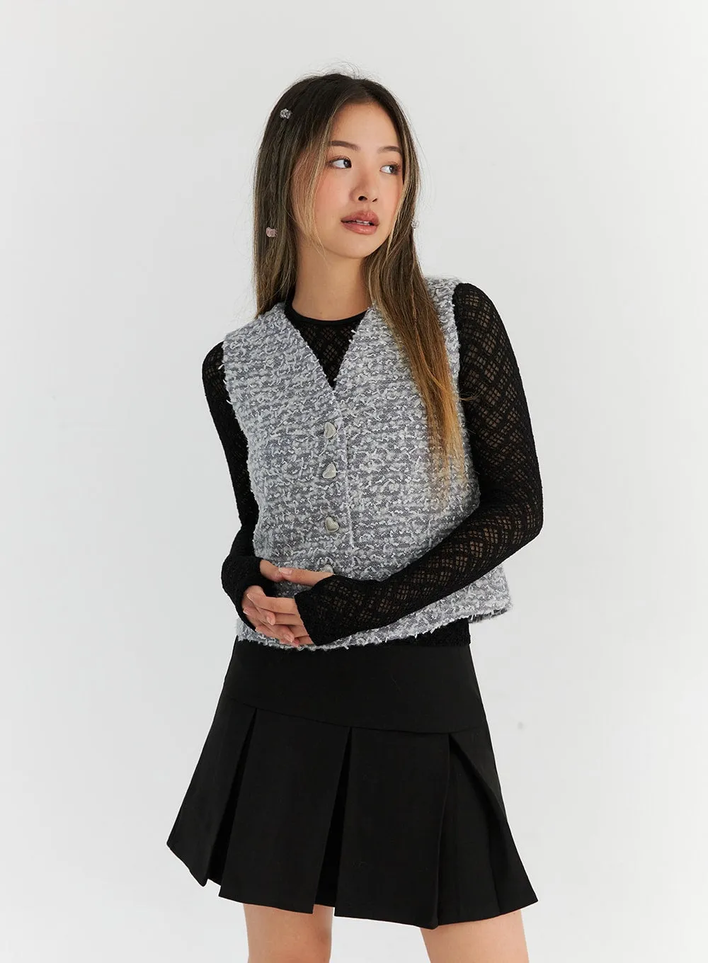 V-Neck Tweed Vest CN313 sold by Lewkin product image thumbnail 4