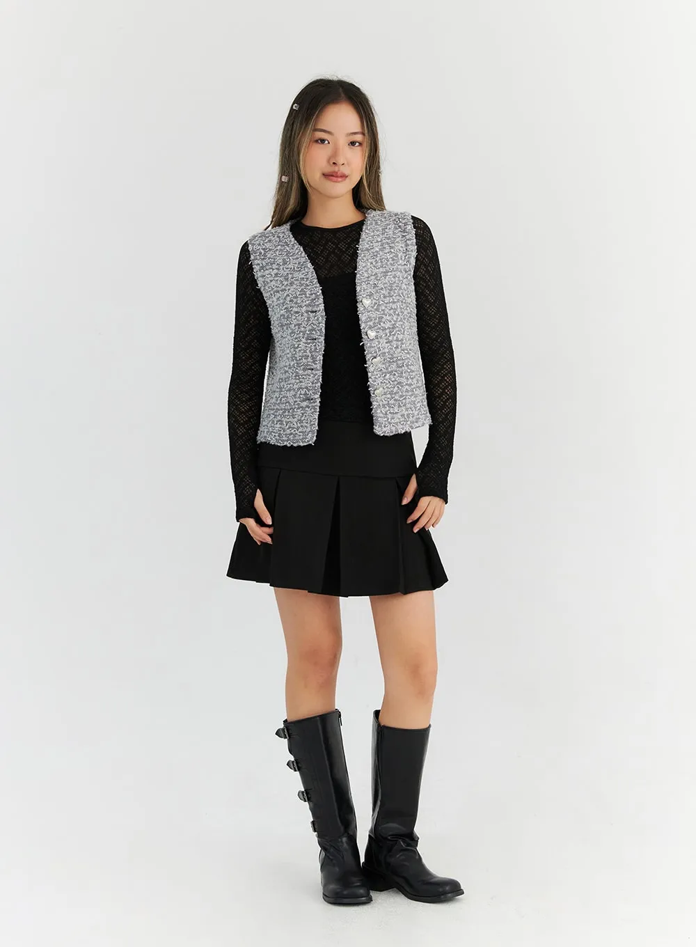 V-Neck Tweed Vest CN313 sold by Lewkin product image thumbnail 2