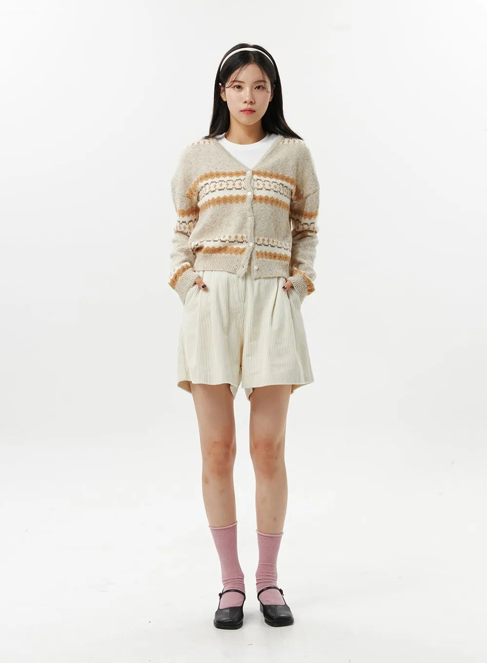 Jacquard Knit Button Cardigan OO312 sold by Lewkin product image thumbnail 2