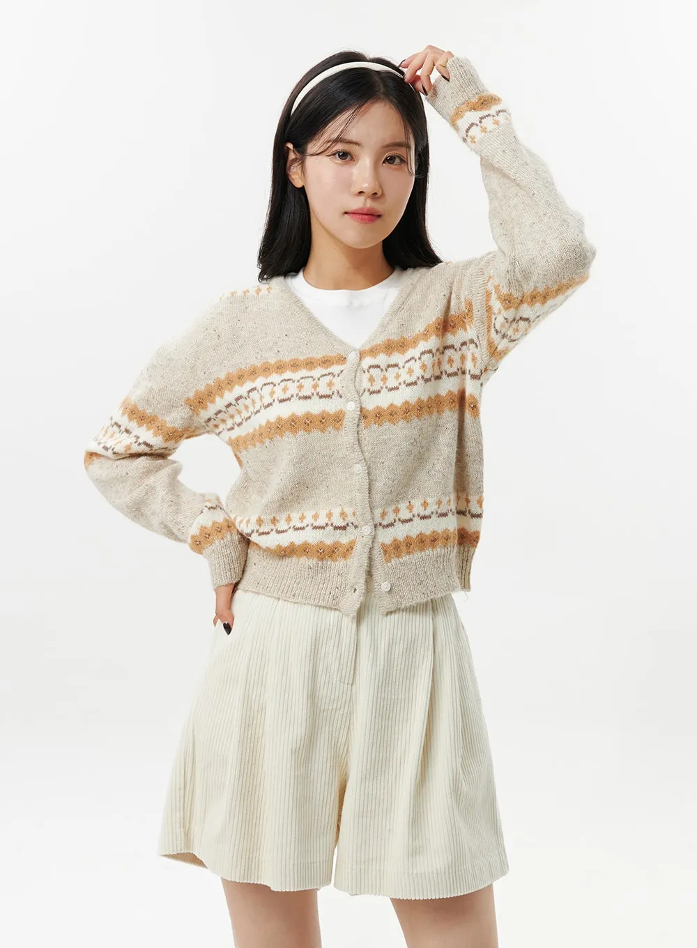 Jacquard Knit Button Cardigan OO312 sold by Lewkin product image thumbnail 4