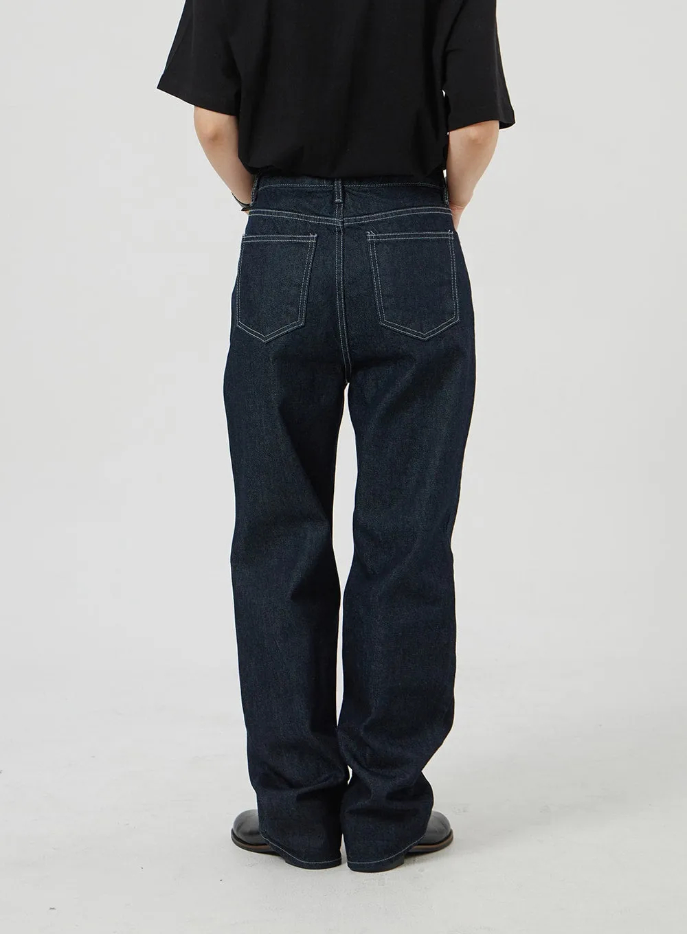 Dark Wash Wide Leg Jeans OF320 sold by Lewkin product image thumbnail 3
