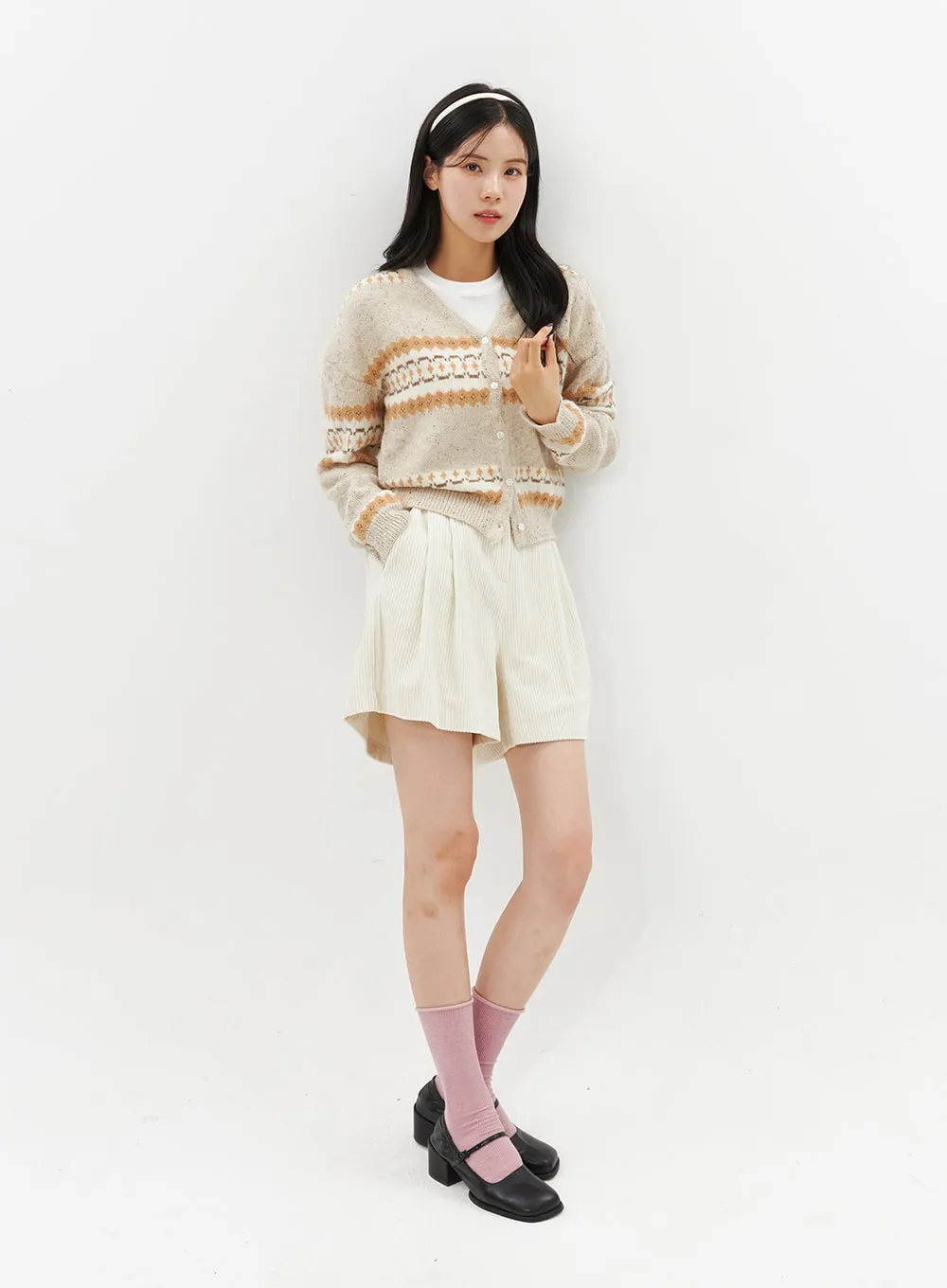 Jacquard Knit Button Cardigan OO312 sold by Lewkin product image thumbnail 5