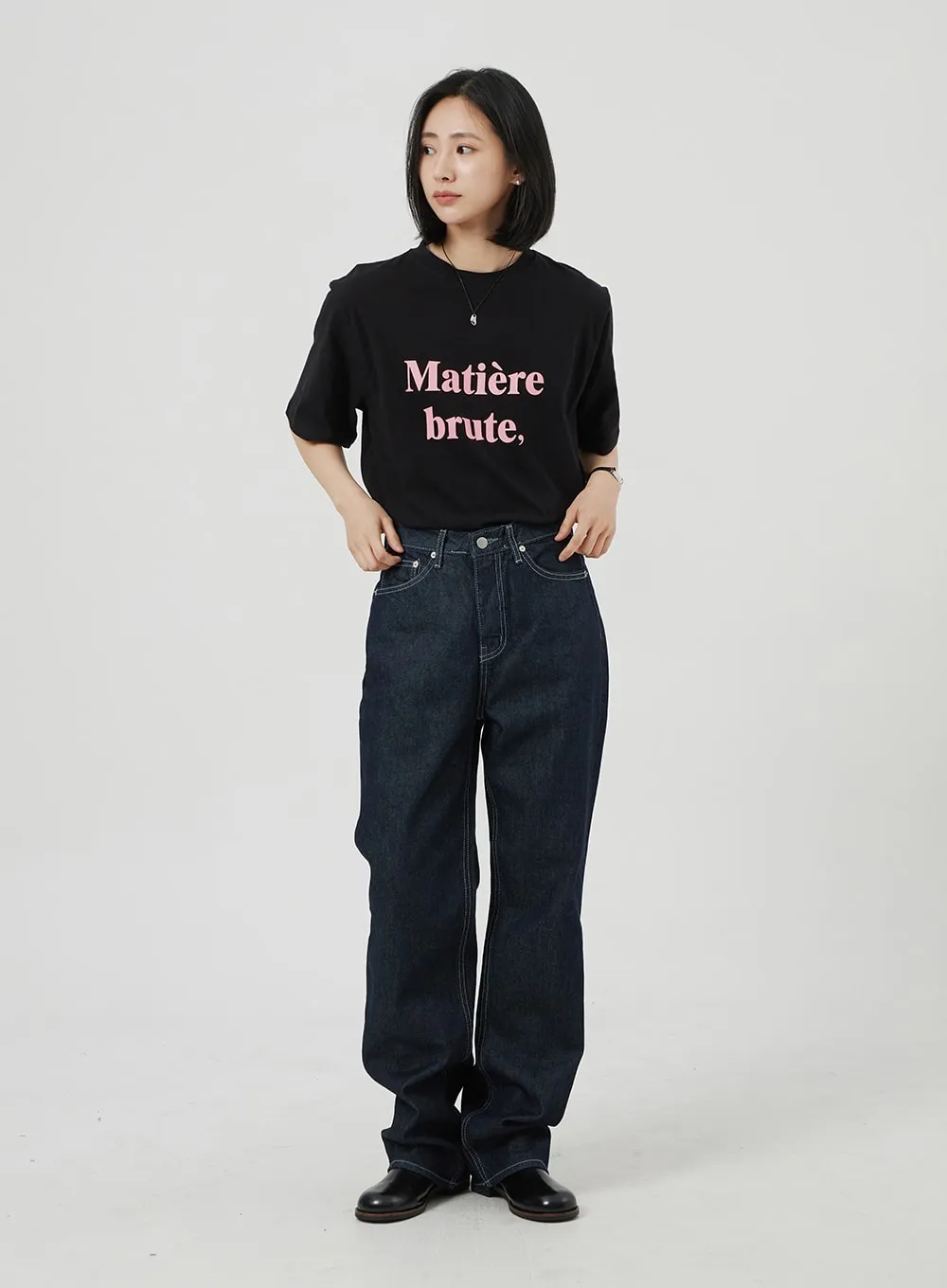 Dark Wash Wide Leg Jeans OF320 sold by Lewkin product image thumbnail 5