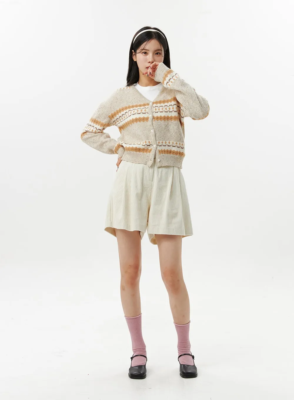 Jacquard Knit Button Cardigan OO312 sold by Lewkin product image thumbnail 3