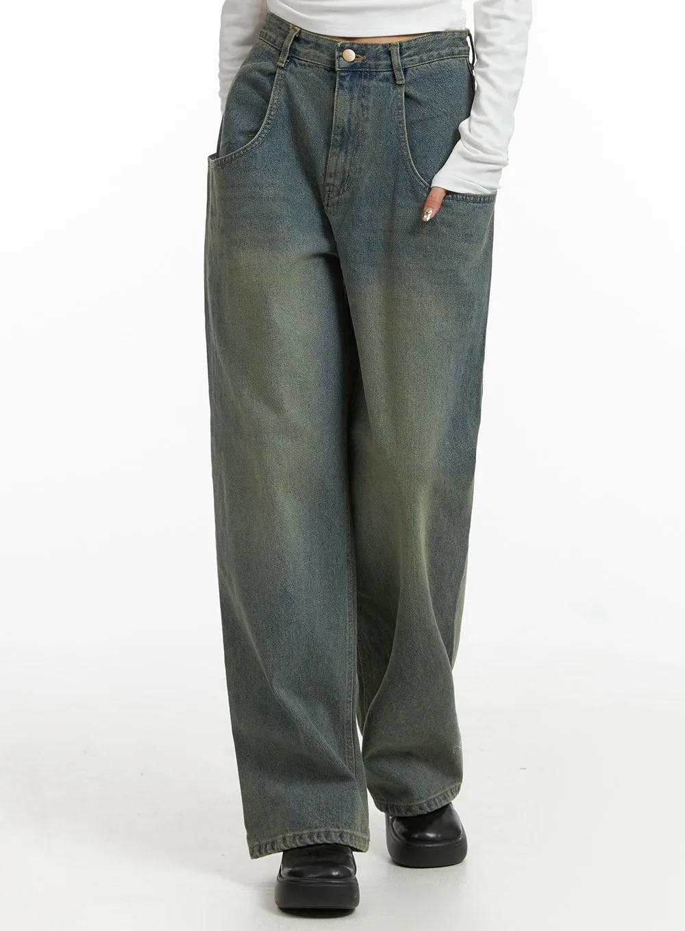 Denim High Waist Wide Leg Jeans CJ411 sold by Lewkin product image thumbnail 4
