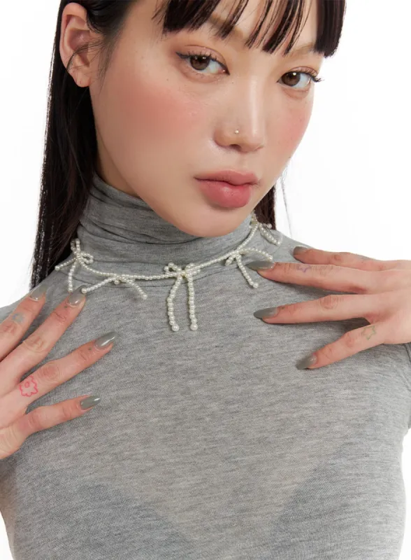 Ribbon Beaded Necklace IF421 sold by Lewkin