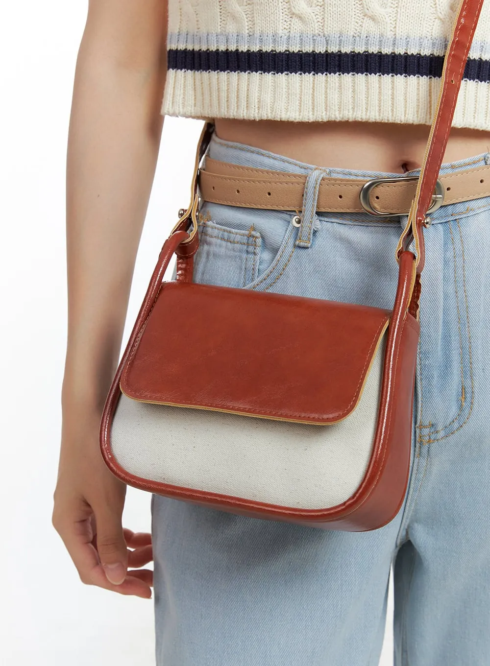 Contrasting Faux Leather Crossbody Bag OL416 sold by Lewkin product image thumbnail 4