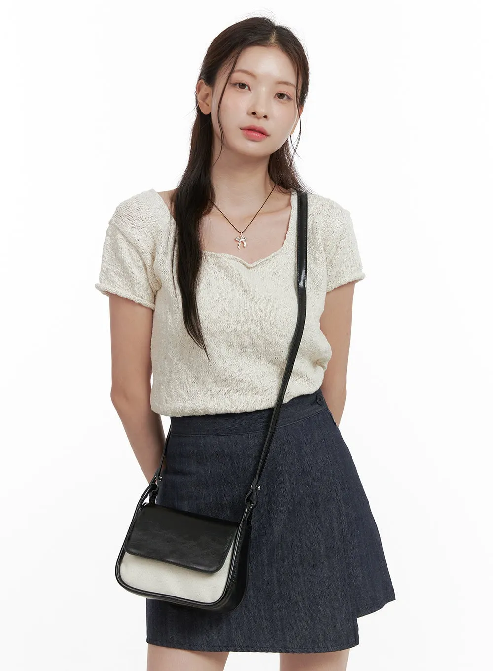 Contrasting Faux Leather Crossbody Bag OL416 sold by Lewkin product image thumbnail 2