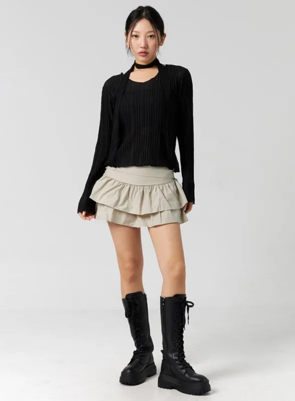 Layered Mini Skirt CG304 sold by Lewkin