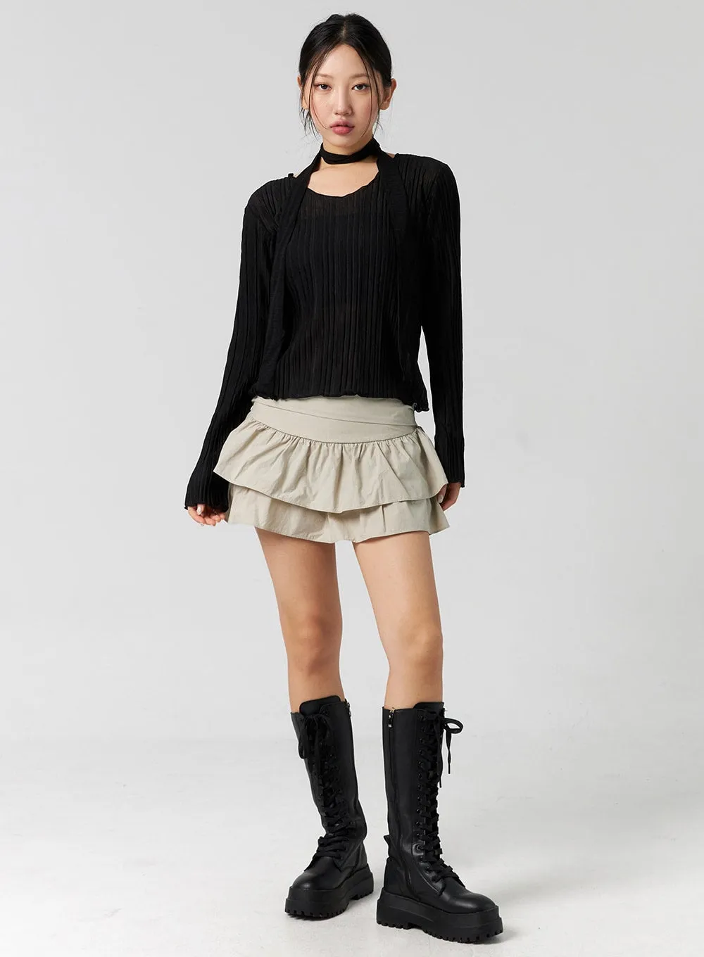 Layered Mini Skirt CG304 sold by Lewkin