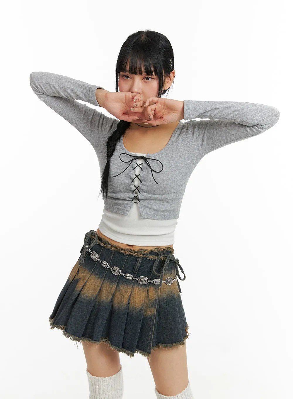 Ribbon Detail Slim Fit Long Sleeve CJ412 sold by Lewkin product image thumbnail 5