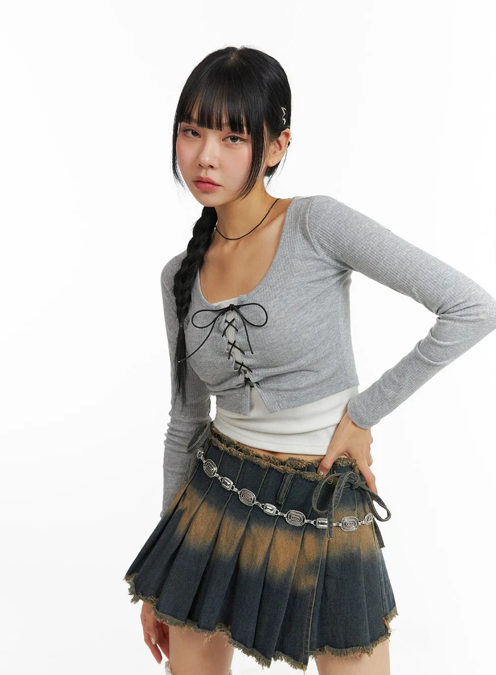 Ribbon Detail Slim Fit Long Sleeve CJ412 sold by Lewkin product image thumbnail 2