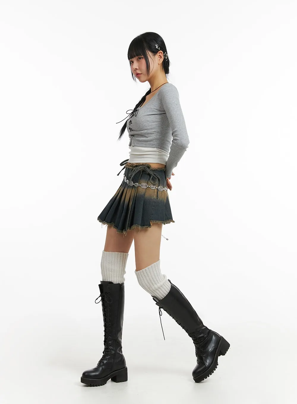 Ribbon Detail Slim Fit Long Sleeve CJ412 sold by Lewkin product image thumbnail 4