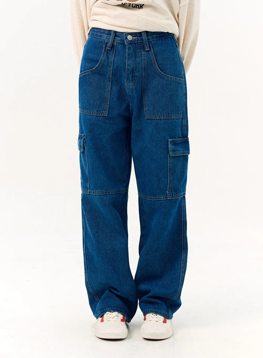 Wide Leg Cargo Pocket Jeans IO317 sold by Lewkin product image thumbnail 2