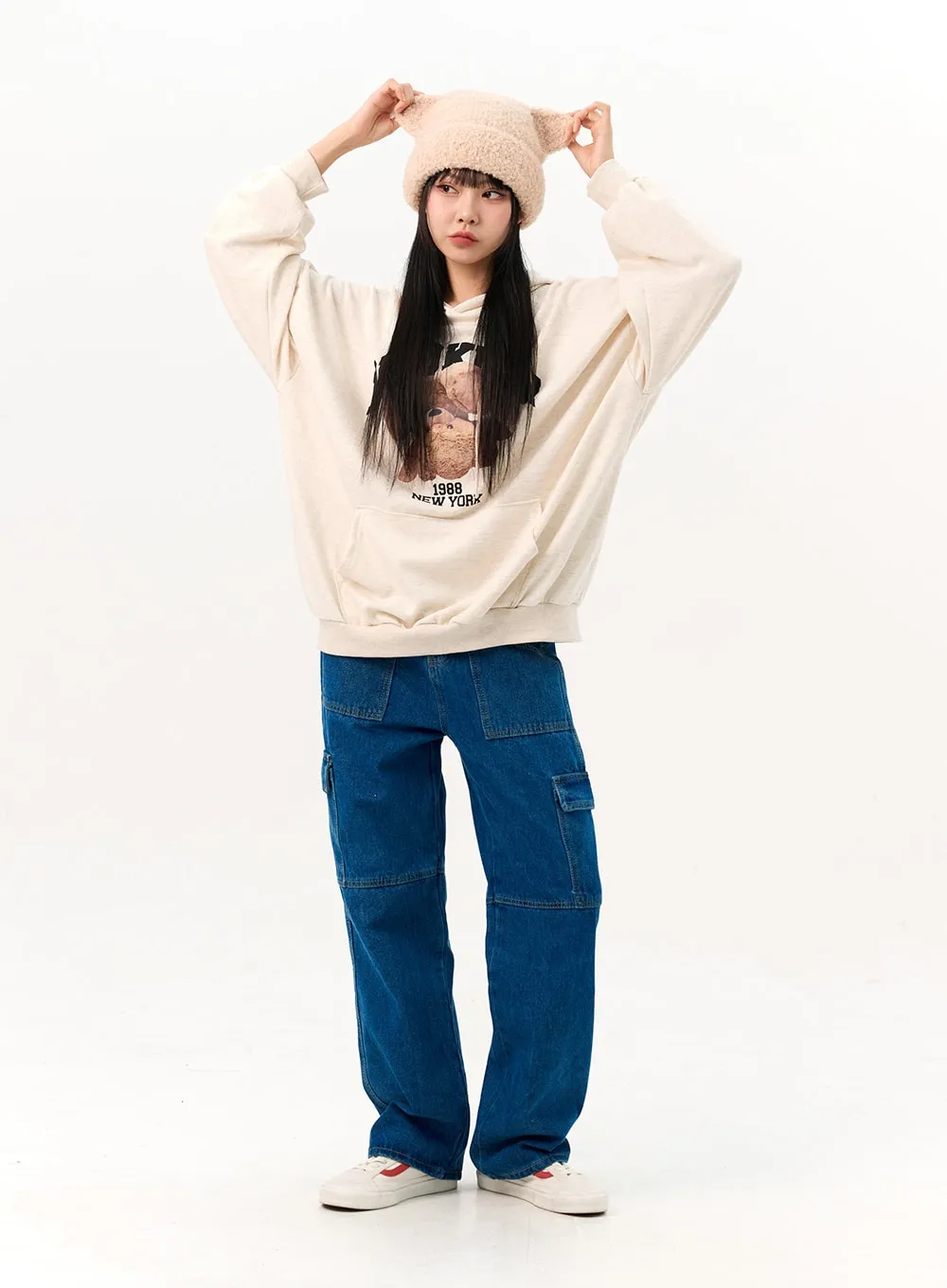 Wide Leg Cargo Pocket Jeans IO317 sold by Lewkin product image thumbnail 5