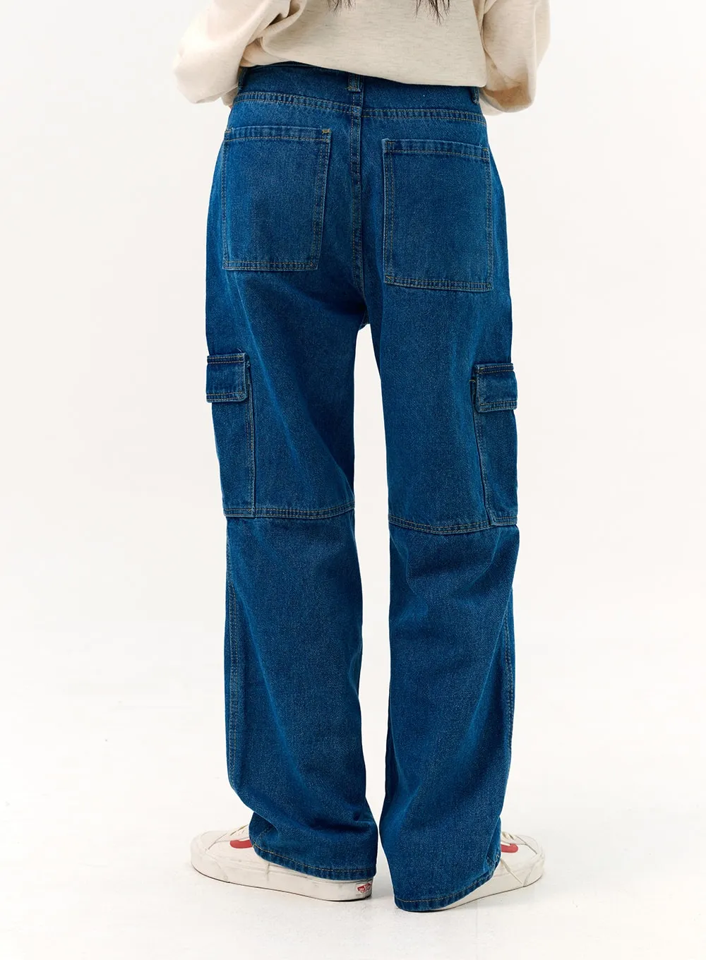 Wide Leg Cargo Pocket Jeans IO317 sold by Lewkin product image thumbnail 4