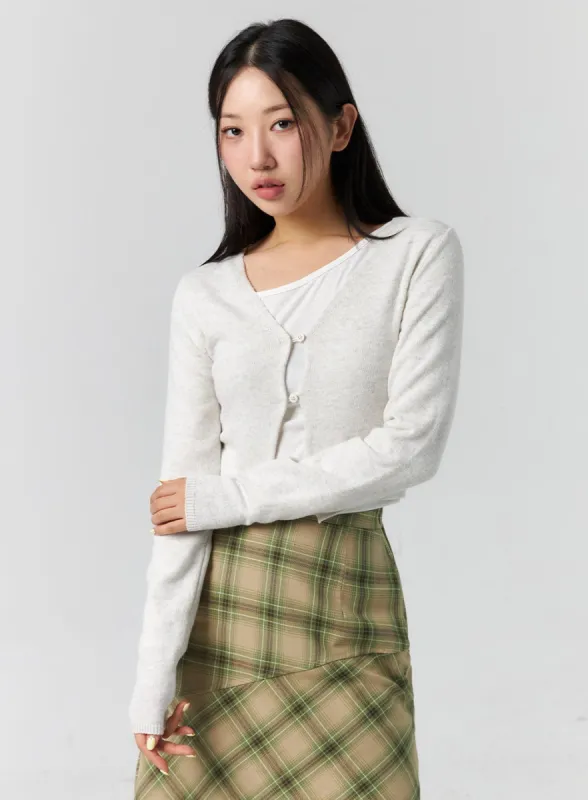 Buttoned V-Neck Cardigan CS308 sold by Lewkin