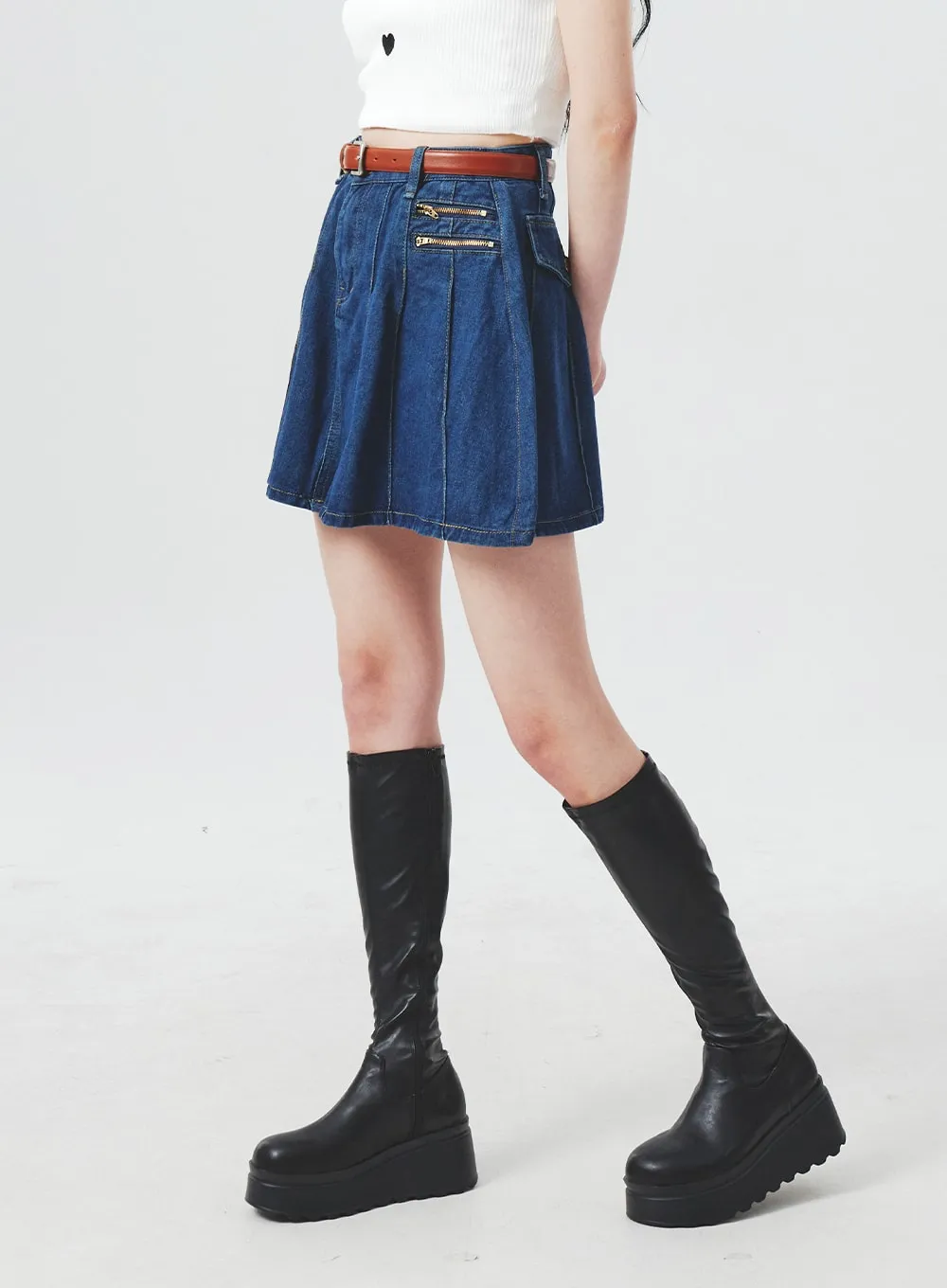 Zipper Denim Mini Skirt BA307 sold by Lewkin product image thumbnail 3