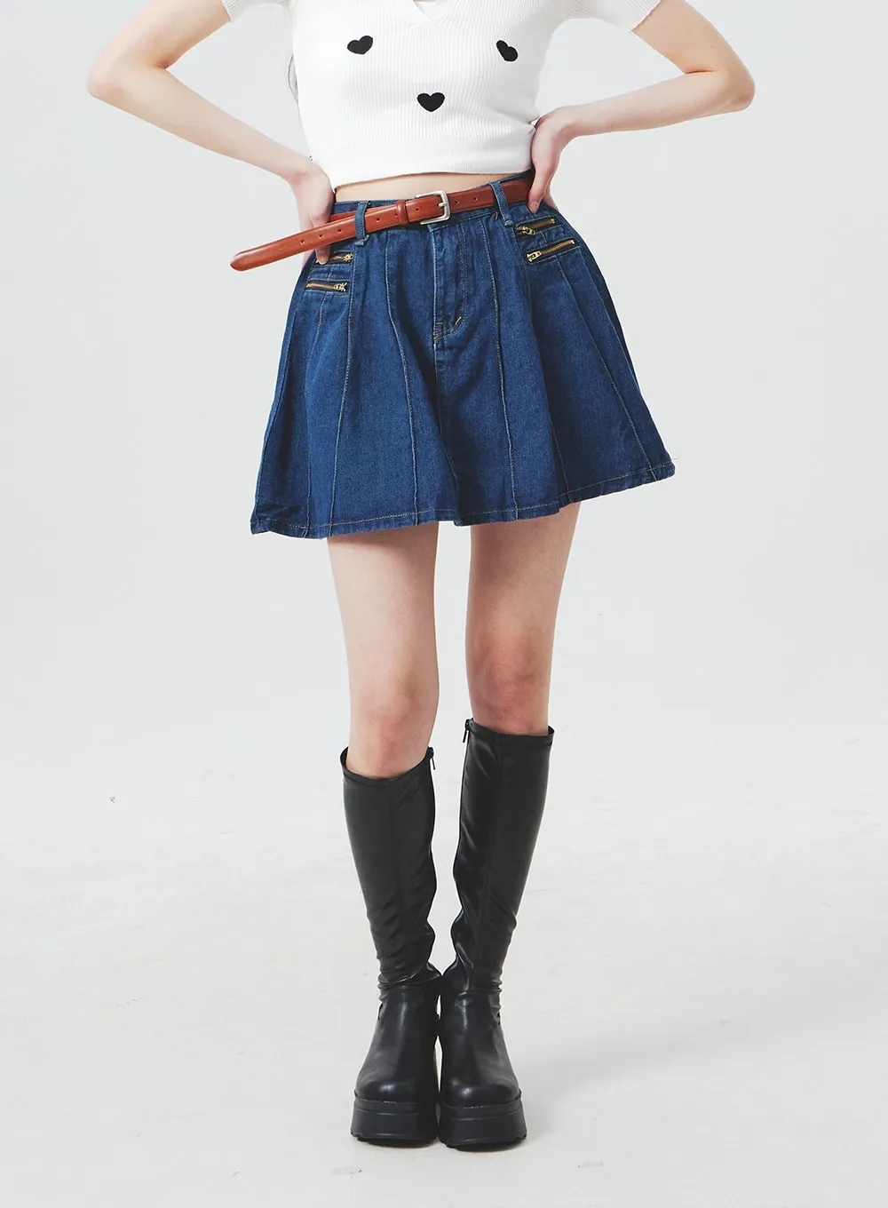 Zipper Denim Mini Skirt BA307 sold by Lewkin product image thumbnail 2