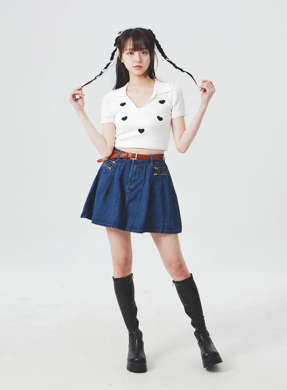 Zipper Denim Mini Skirt BA307 sold by Lewkin product image thumbnail 5