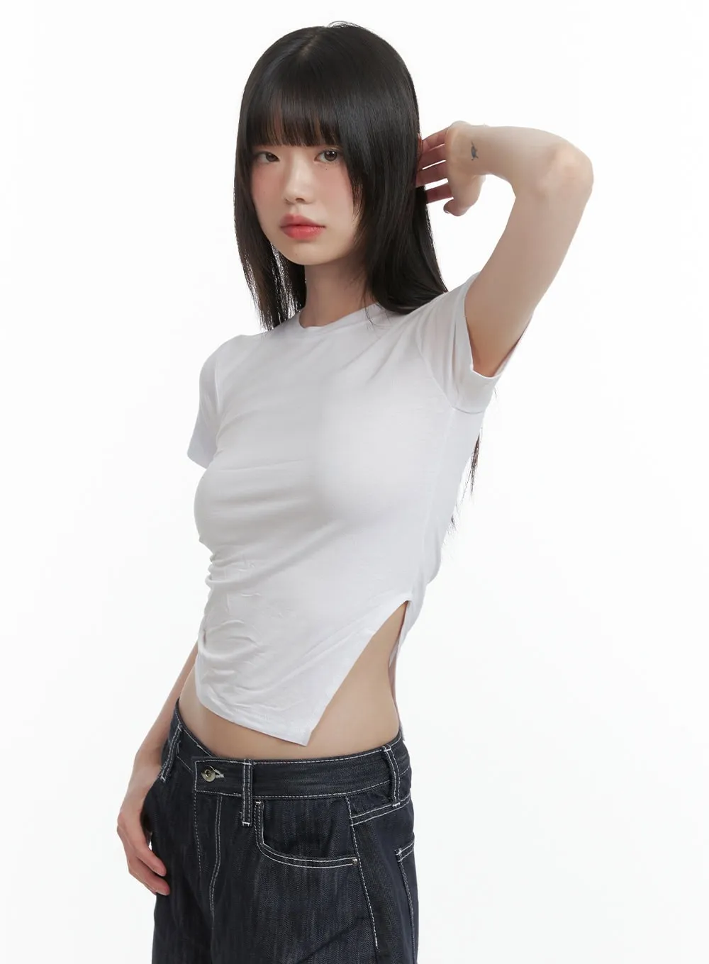 Side Cut Crop Top CY414 sold by Lewkin product image thumbnail 3