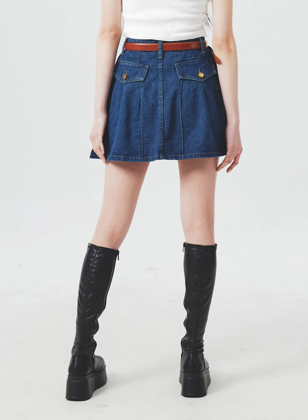 Zipper Denim Mini Skirt BA307 sold by Lewkin product image thumbnail 4