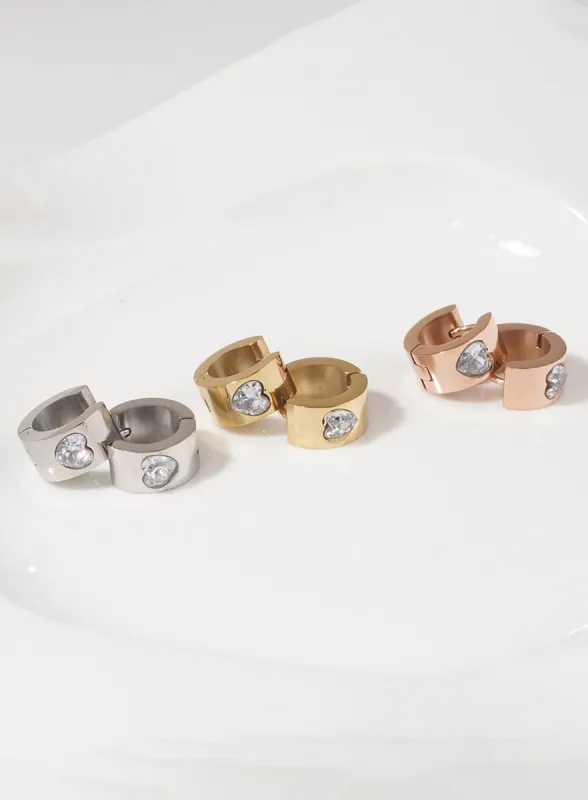 Heart Cubic Ring Earrings IL404 sold by Lewkin