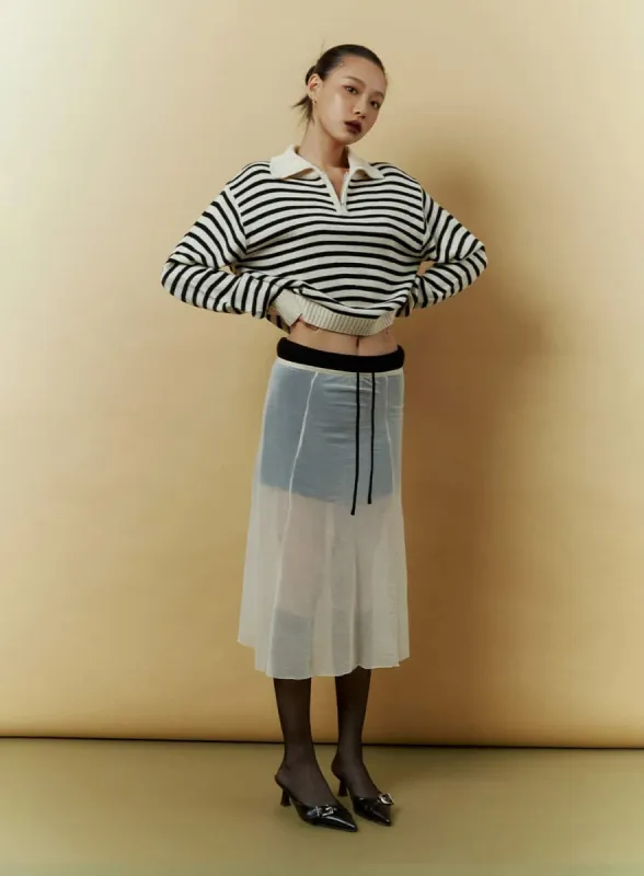 Sheer Layering Maxi Skirt IA417 sold by Lewkin