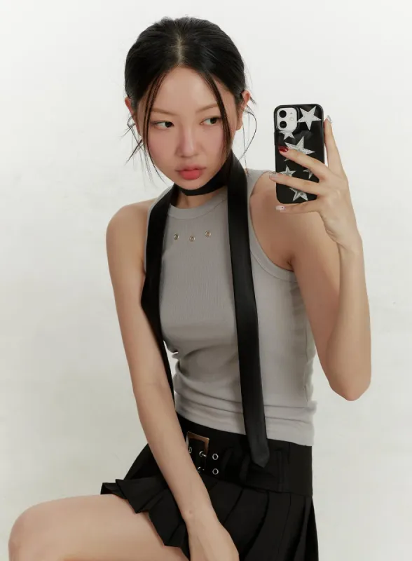 Slim Fit Eyelet Tank Top CY408 sold by Lewkin