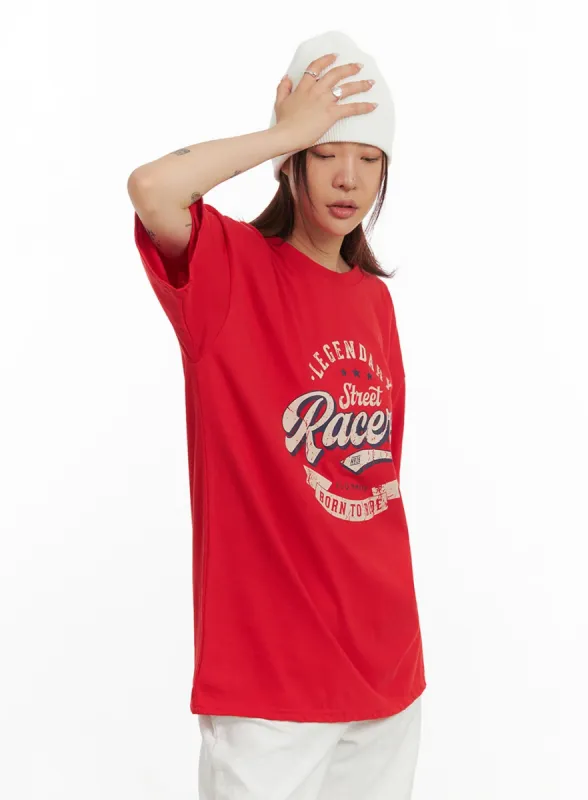 Oversize Graphic Lettering Tee IY410 sold by Lewkin