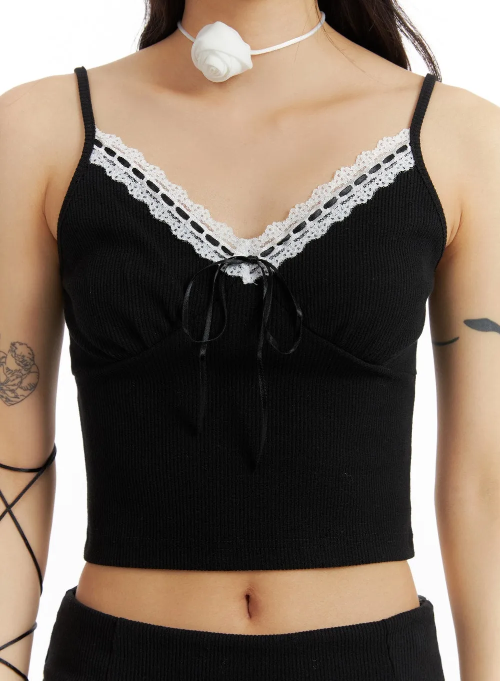 Lace Trim V-Neck Cami Top IM404 sold by Lewkin product image thumbnail 3