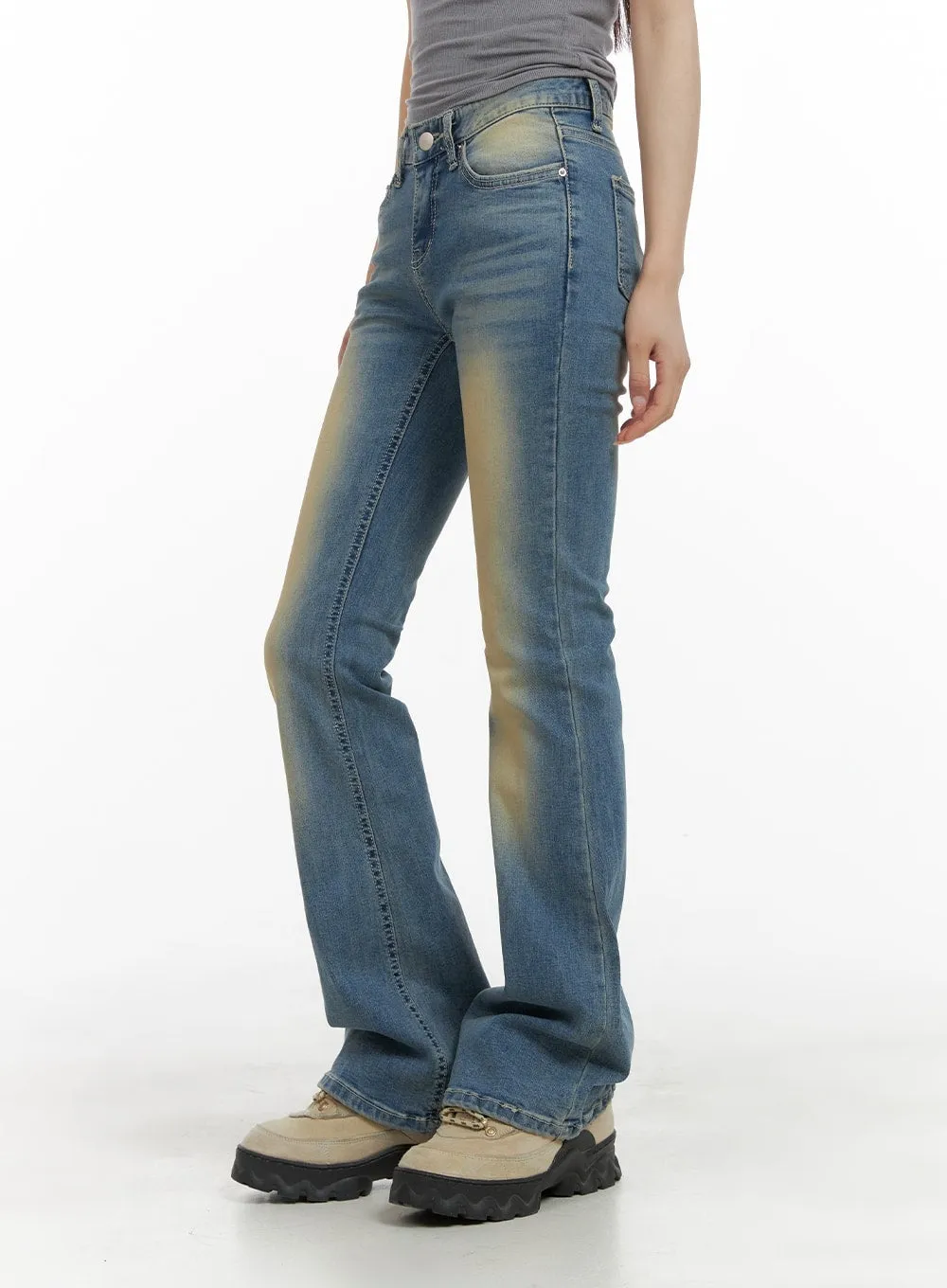 Slim Fit Washed Bootcut Jeans CA402 sold by Lewkin product image thumbnail 3