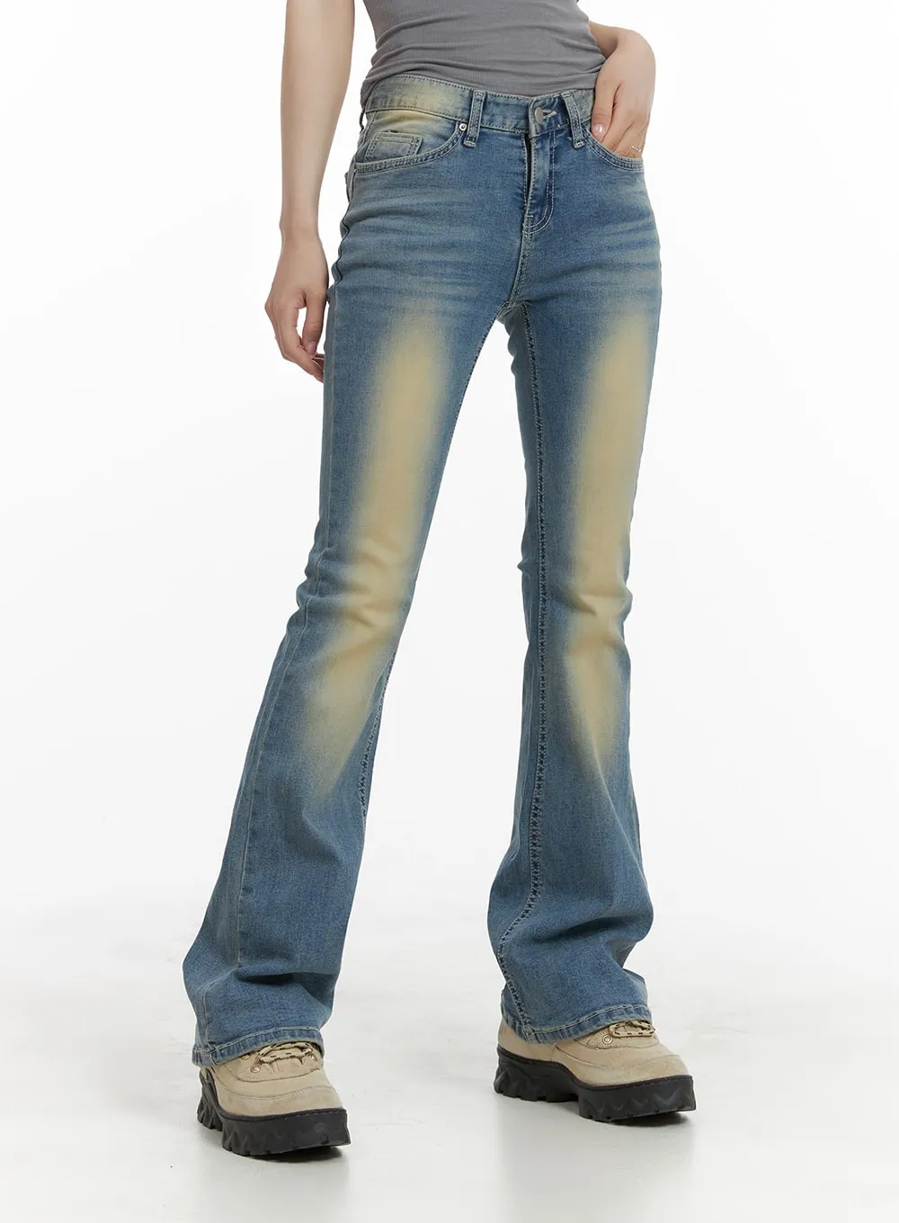 Slim Fit Washed Bootcut Jeans CA402 sold by Lewkin