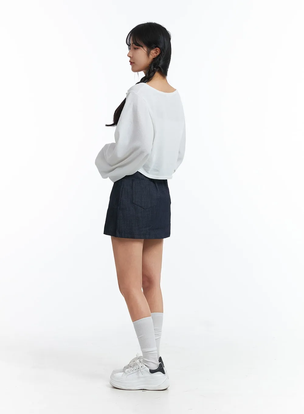 Denim Mini Skirt OJ426 sold by Lewkin product image thumbnail 5