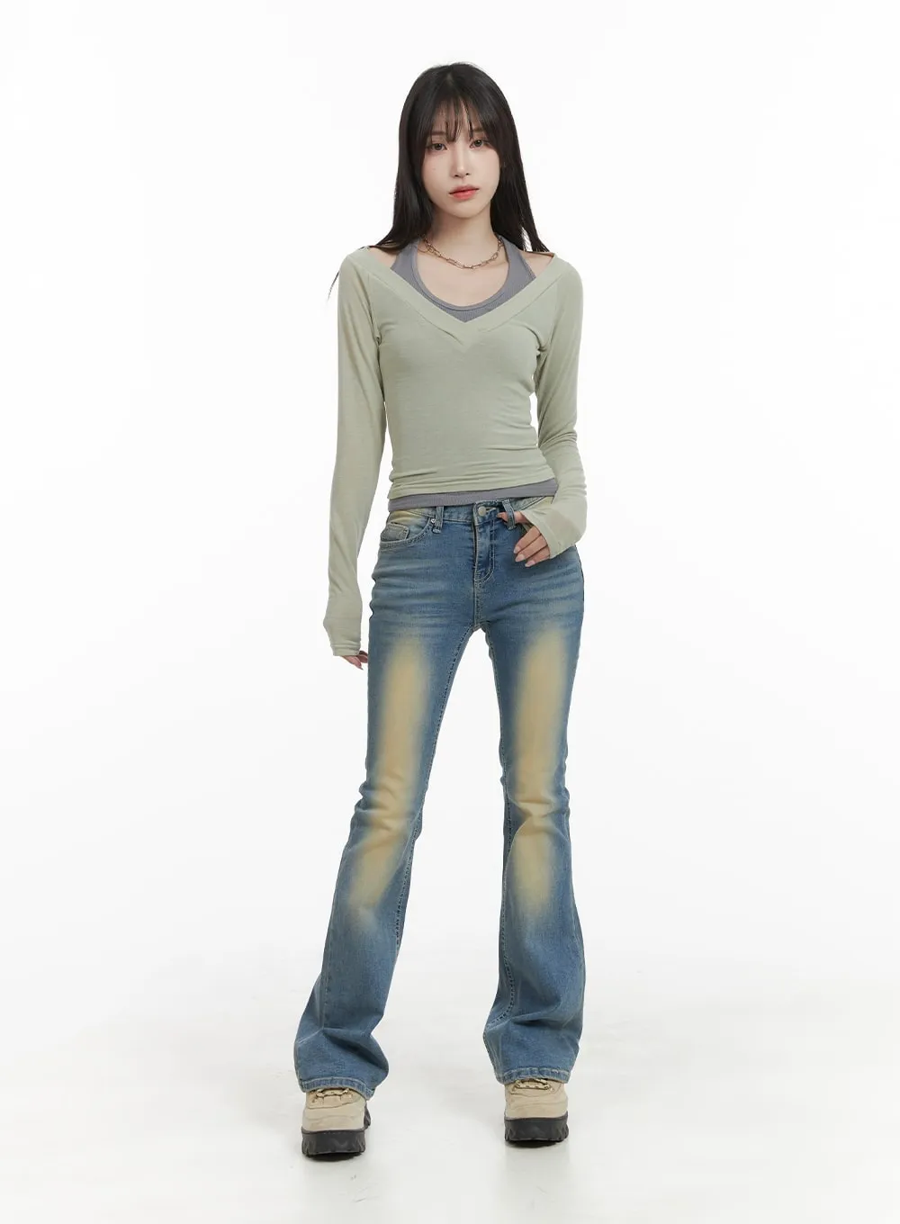 Slim Fit Washed Bootcut Jeans CA402 sold by Lewkin product image thumbnail 2