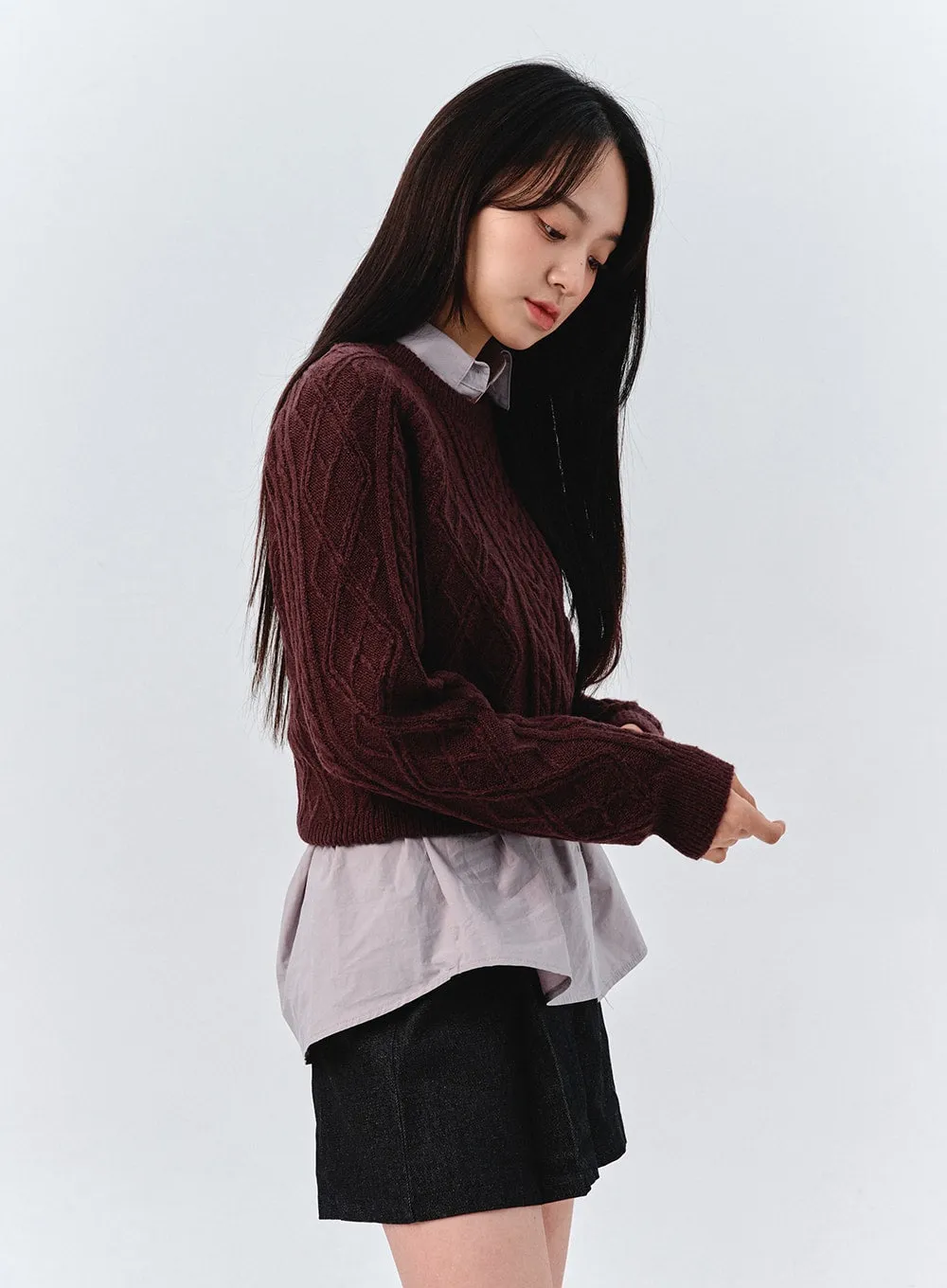Classic Cable Knit Sweater OO319 sold by Lewkin product image thumbnail 4