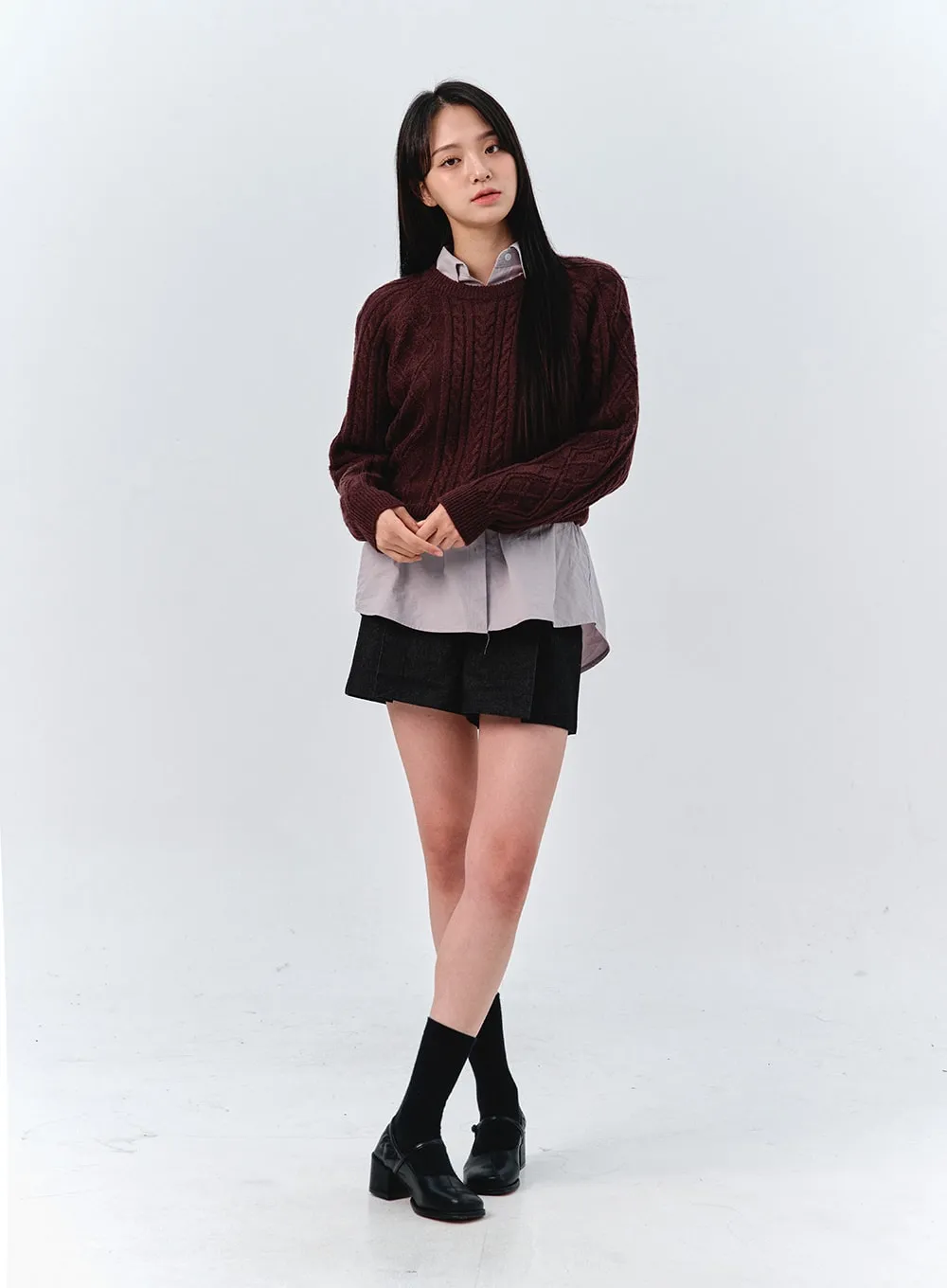 Classic Cable Knit Sweater OO319 sold by Lewkin product image thumbnail 2