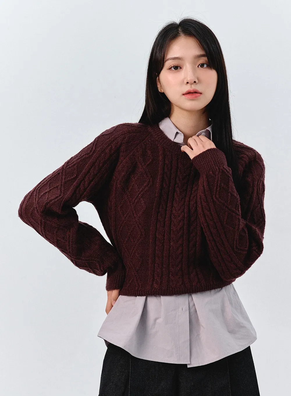 Classic Cable Knit Sweater OO319 sold by Lewkin