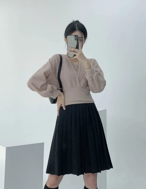 Pleated Midi Skirt CN17 sold by Lewkin