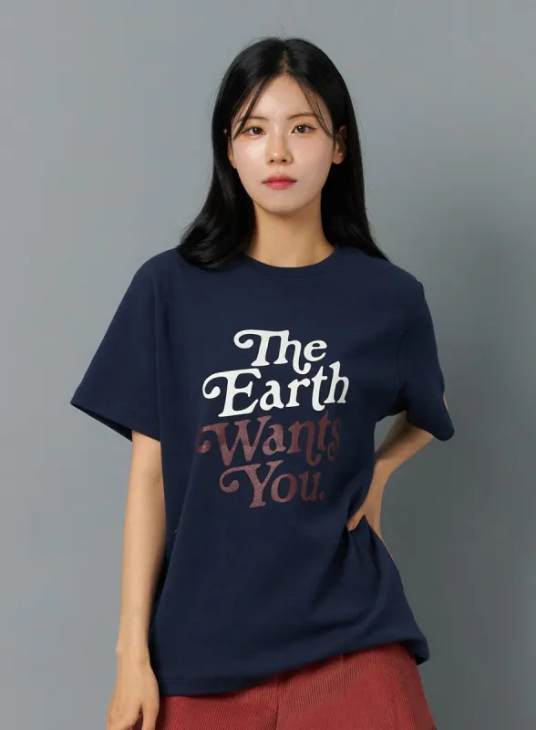 Lettering Round Neck Tee ON320 sold by Lewkin