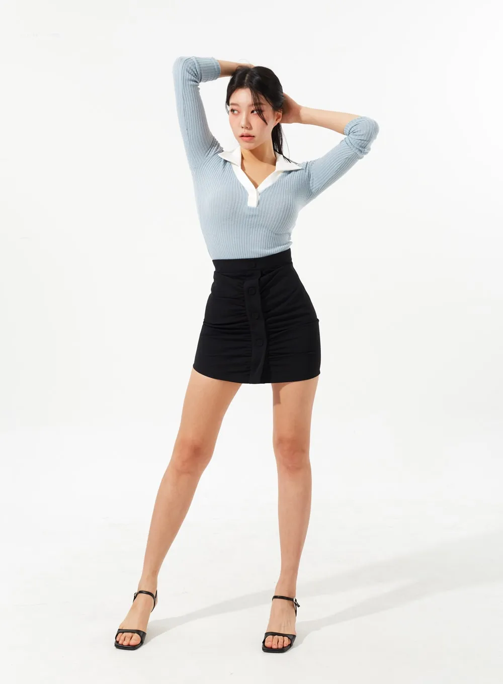 Button Mini Skirt IM323 sold by Lewkin product image thumbnail 3