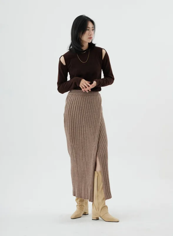 Cross Long Knit Skirt ON02 sold by Lewkin