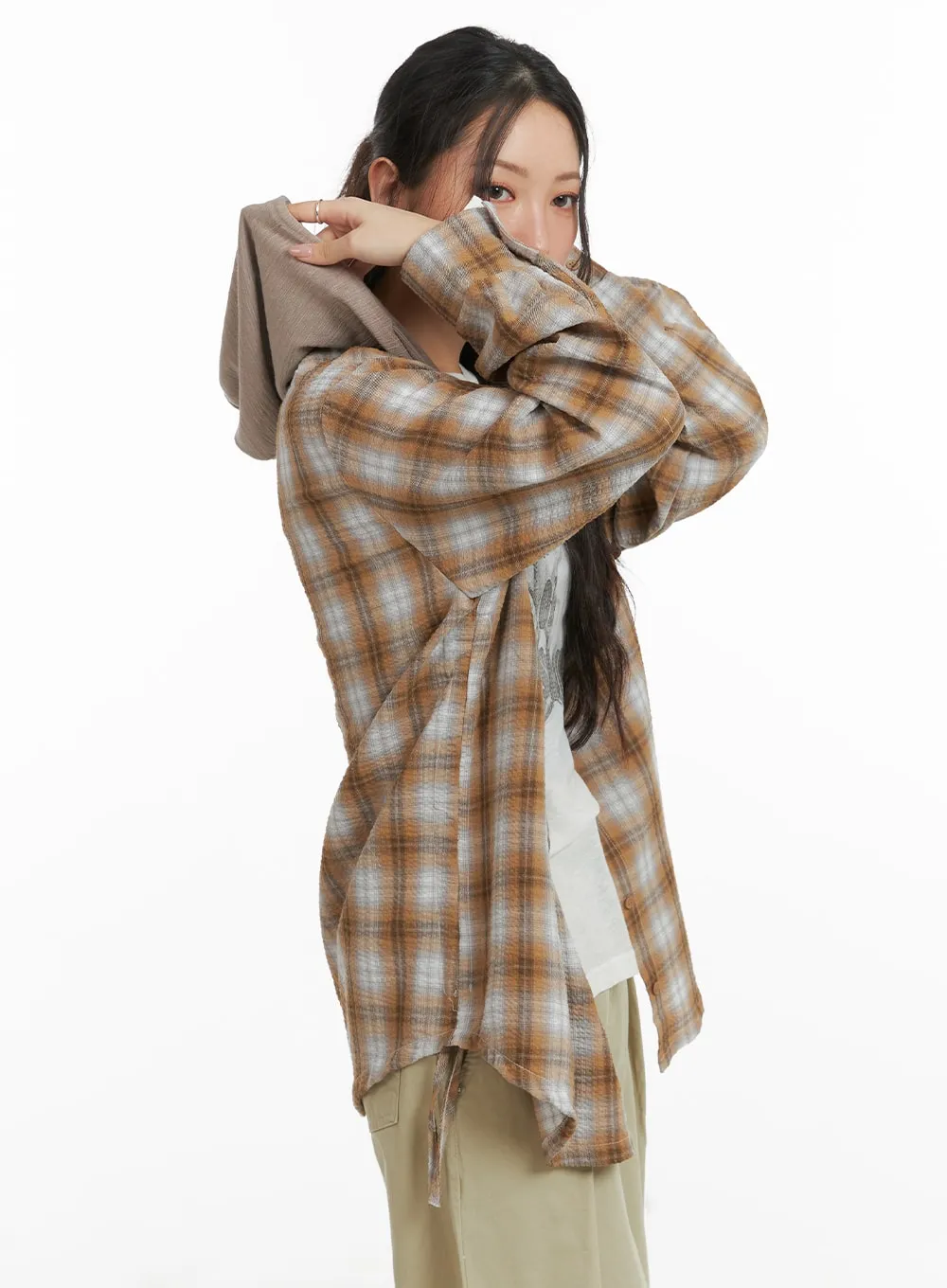 Checkered Hooded Shirt CM426 sold by Lewkin product image thumbnail 4