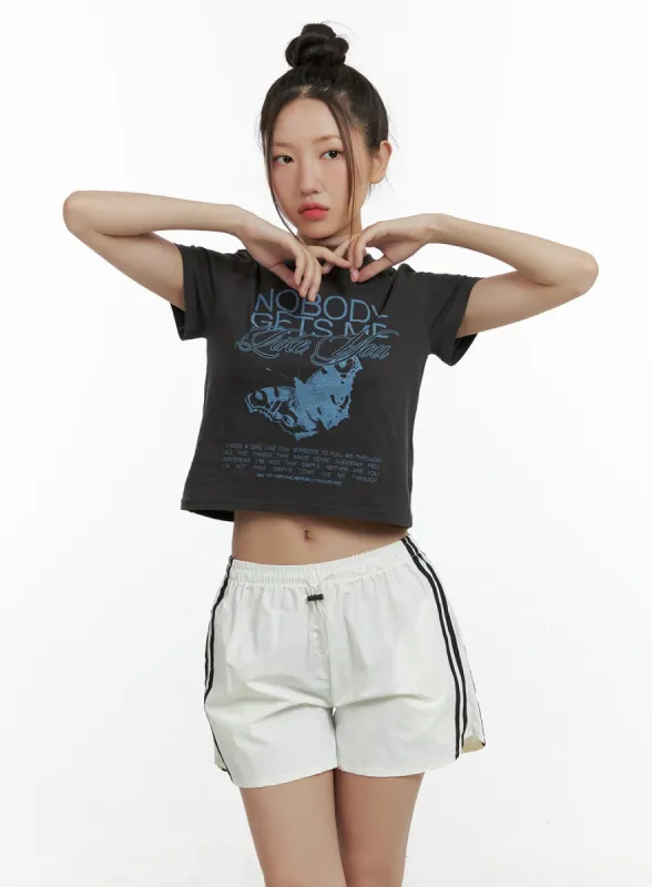 Cotton Graphic Crop Tee CL410 sold by Lewkin