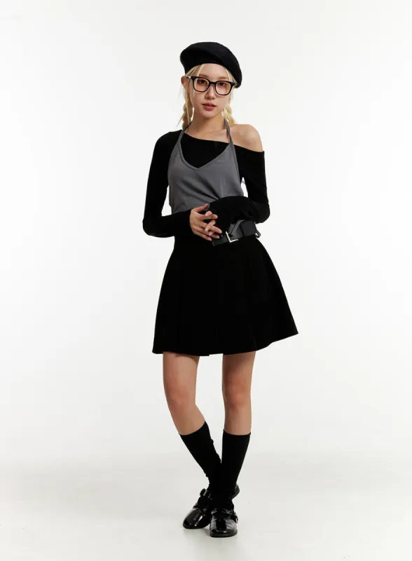 Belted Mini Skort ID315 sold by Lewkin