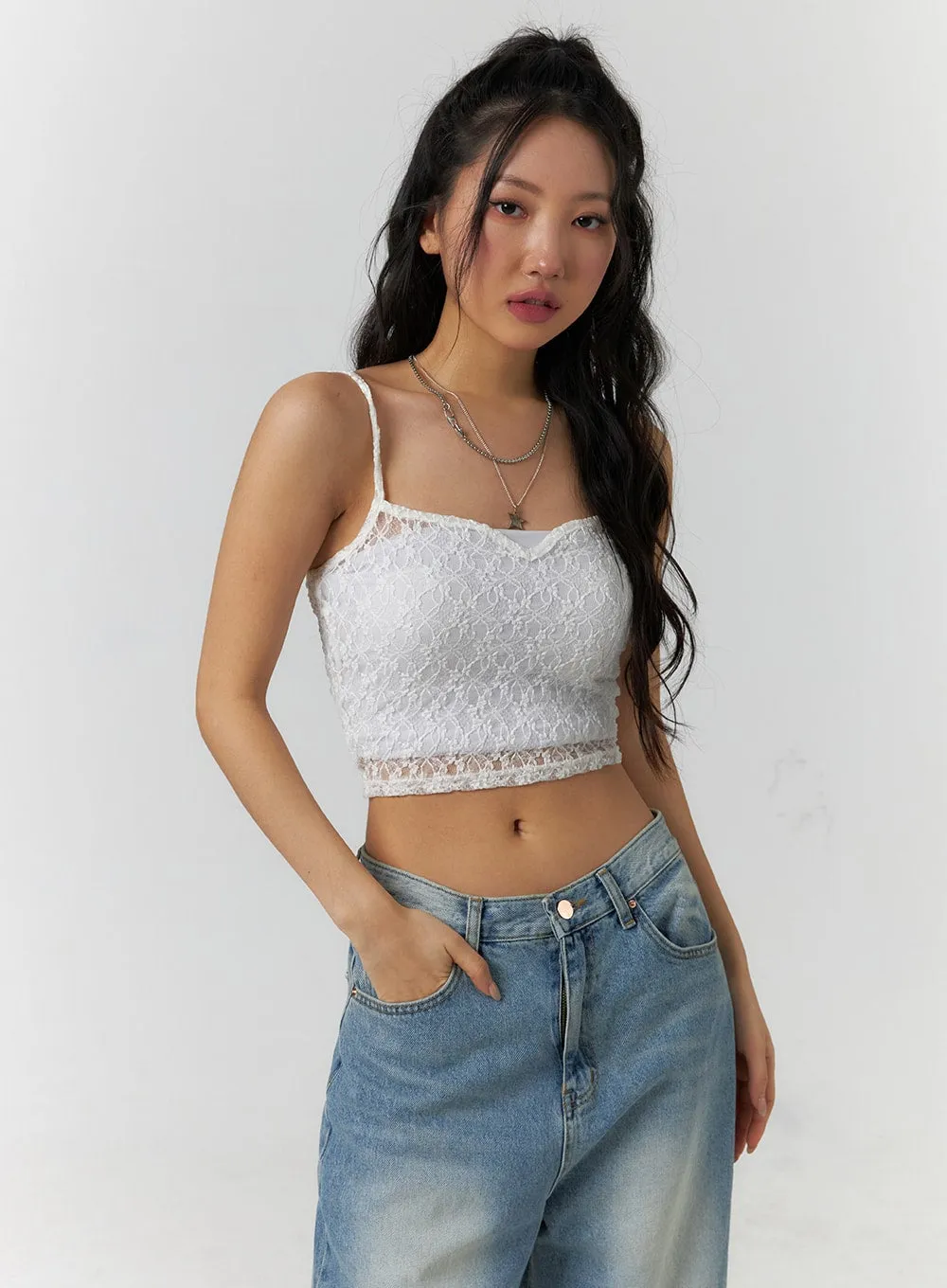 Floral Lace Crop Cami Top CF405 sold by Lewkin product image thumbnail 5