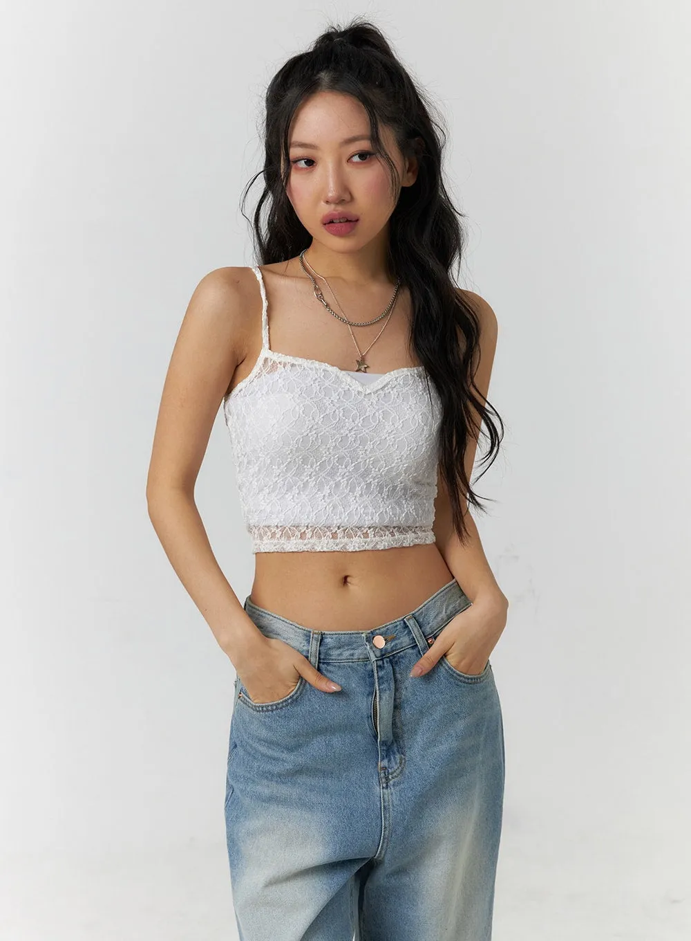 Floral Lace Crop Cami Top CF405 sold by Lewkin product image thumbnail 2