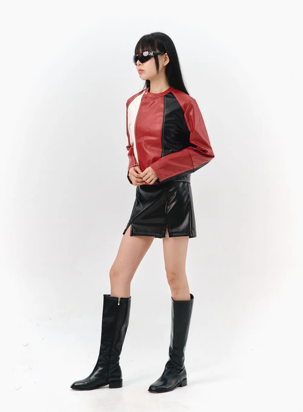 Faux Leather Mini Skirt IS321 sold by Lewkin product image thumbnail 4